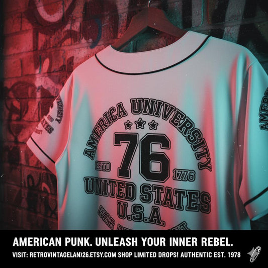 1776 Baseball Jersey, Vintage Sports Shirt, Summer Casual Wear